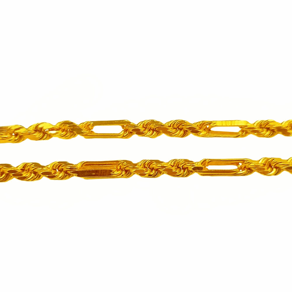 916 Gold Solid Rope Clip Chain (32gm+) - Image 2