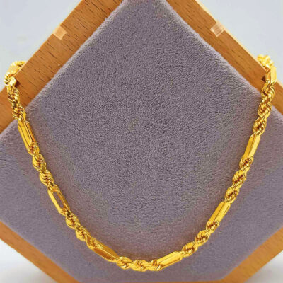 916 Gold Solid Rope Clip Chain (32gm+)