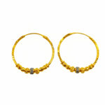 916 Gold Two Tone Ball Hoop Earrings