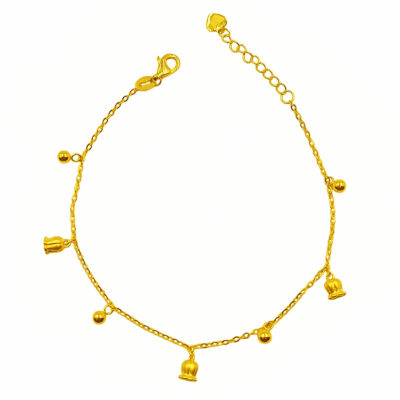 916 Gold Dangling Ball And Flower Polo Bracelet