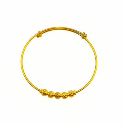 916 Gold Glitter Ball Baby Bangle ( Adjustable )