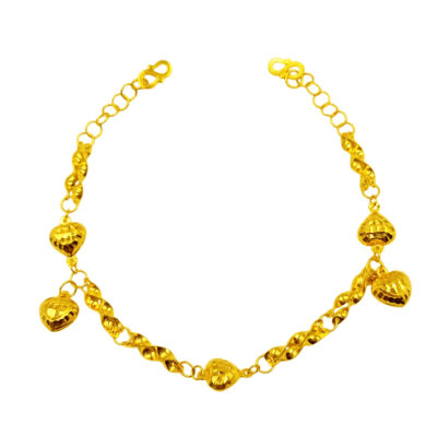 916 Gold Dangling Heart Baby Anklet