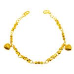 916 Gold Dangling Hearts with Ball Baby Anklet