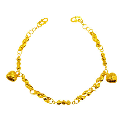 916 Gold Dangling Hearts with Ball Baby Anklet