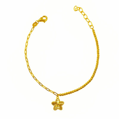 916 Gold Dangling Star With Beads Link Bracelet