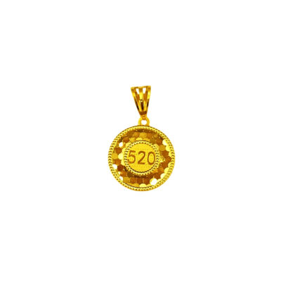 916 Gold 520 "I Love U " Honeycomb Pendant