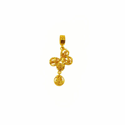 916 Gold Dangling Prosperity With Butterfly Abacus Pendant