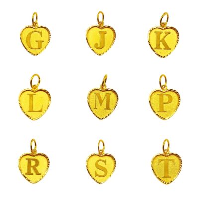 916 Gold Heart Shape Intial Letter Pendant