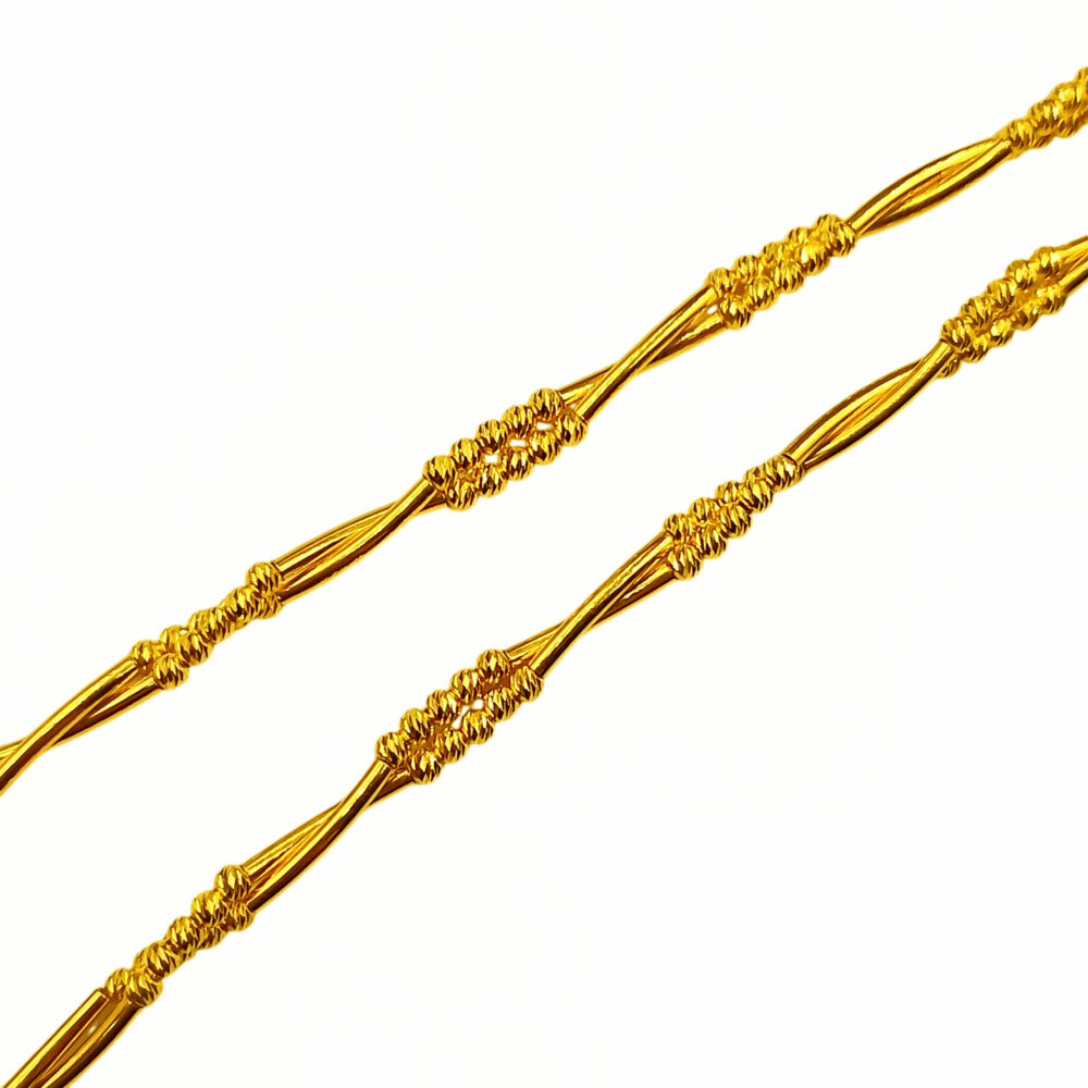 916 Gold 2 Layered Twisted Ball Necklace - Image 2