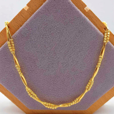 916 Gold 2 Layered Twisted Ball Necklace