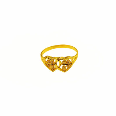 916 Gold Duo Heart Abacus Ring