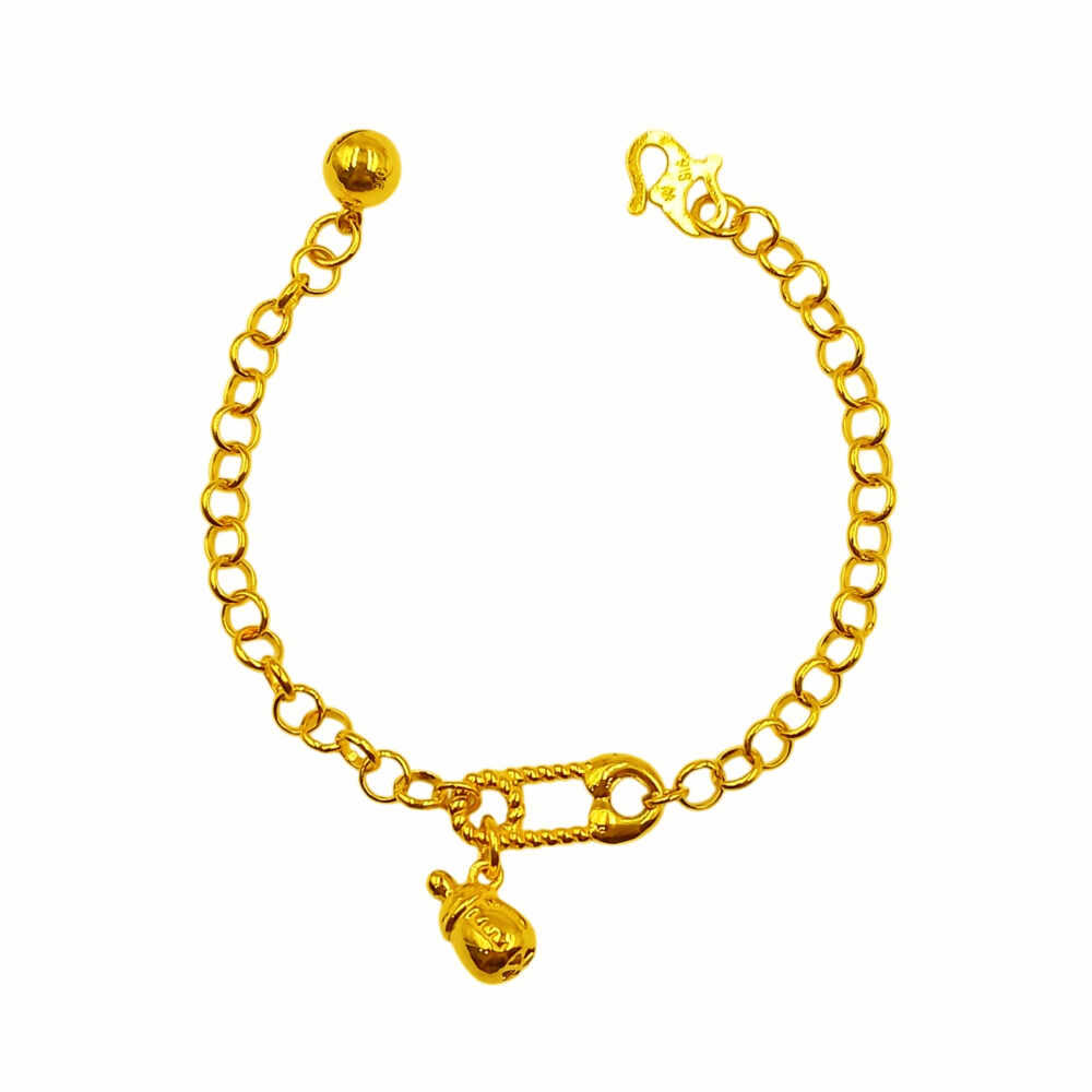 916 Gold Baby Bracelet ( Paperclip And Milk Bottle )