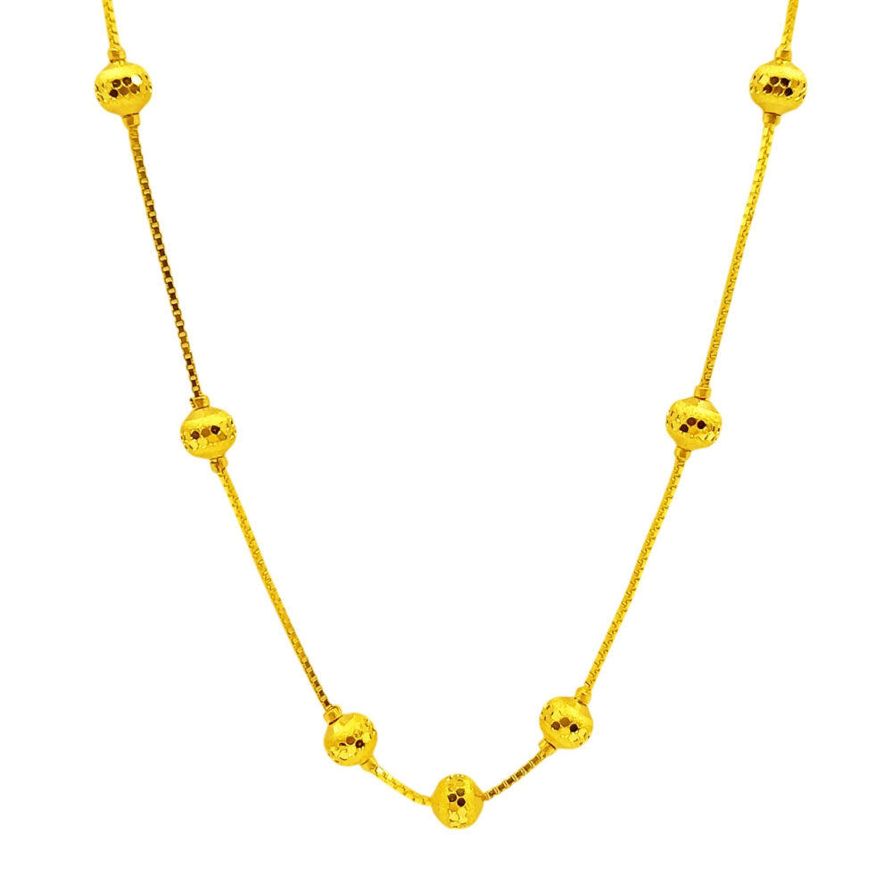916 Gold Glitter Ball Necklace (Long)