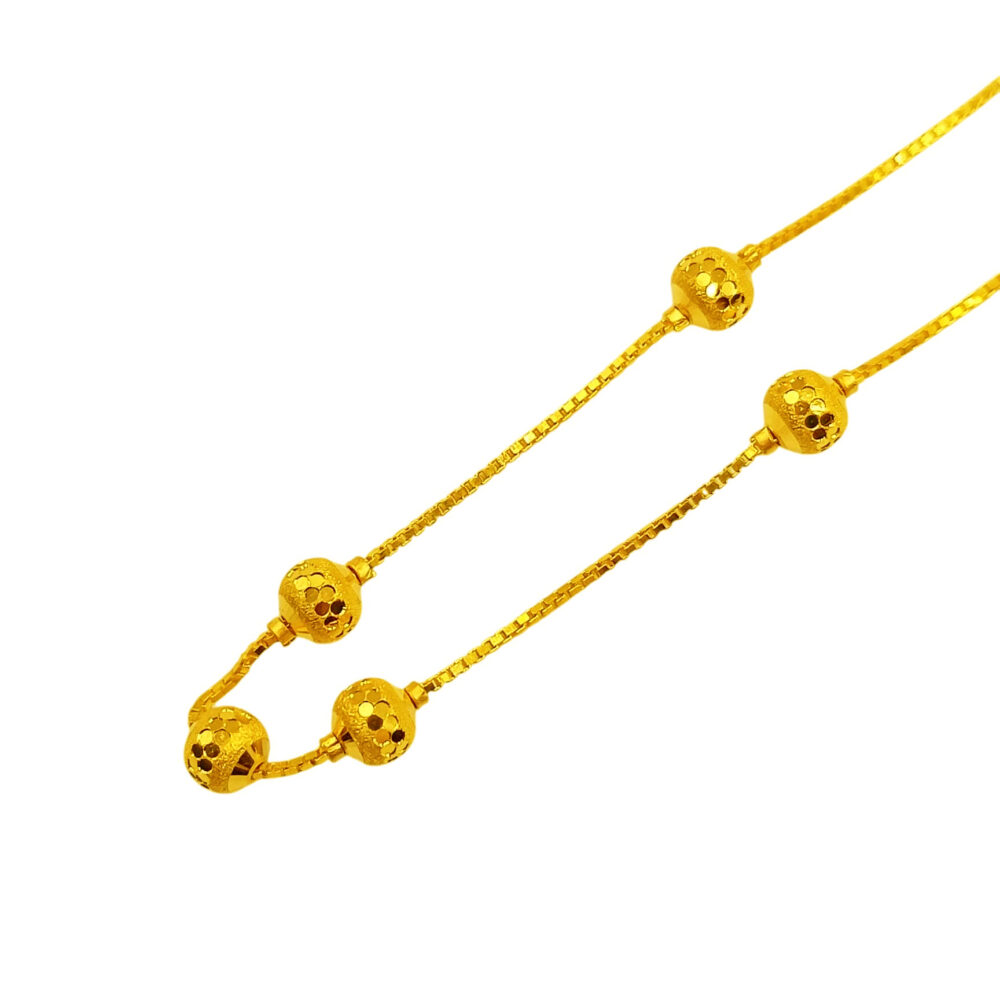 916 Gold Glitter Ball Necklace (Long) - Image 2