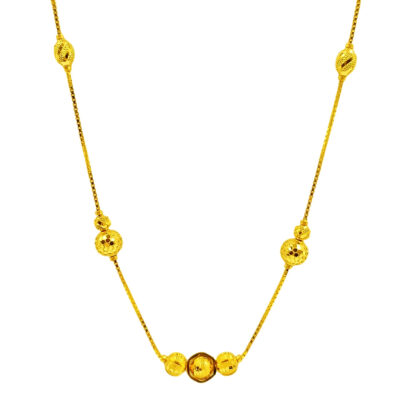 916 Gold Glitter Ball Necklace (Long)