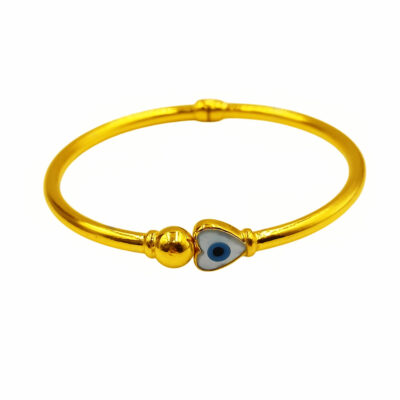 916 Gold Heart Anti Evil Eyes Bangle (Synthetic Mother Of Pearl)