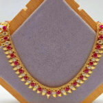 916 Gold Bombay Manga White & Red Zirconia Necklace