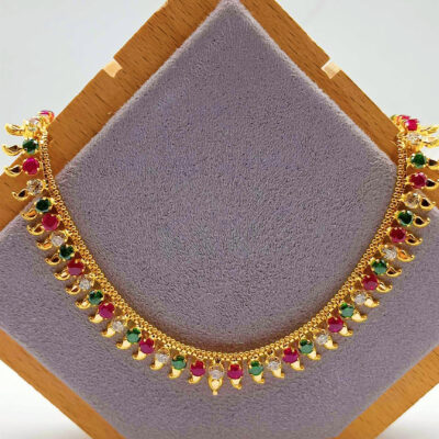 916 Gold Bombay Manga Mix Zirconia Necklace