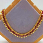 916 Gold Bombay Manga Red Zirconia Necklace