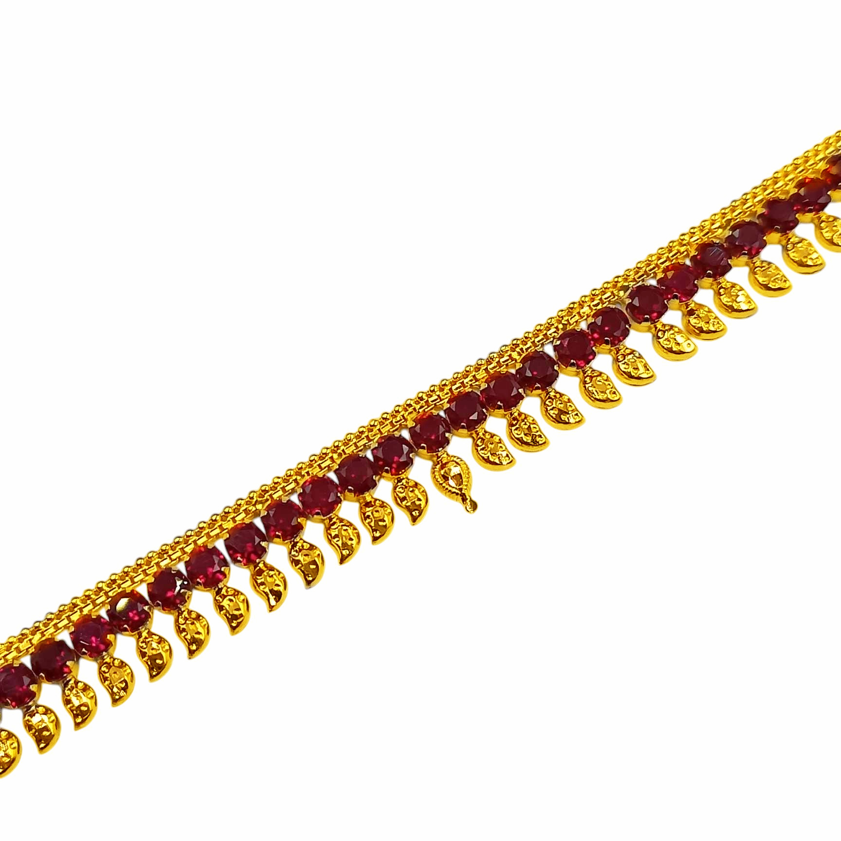 916 Gold Bombay Manga Red Zirconia Necklace - Image 2
