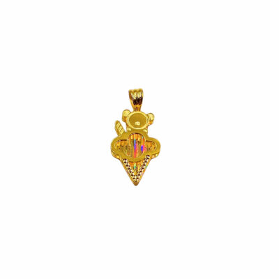 916 Gold Ice Cream Bear Pendant (Rainbow)