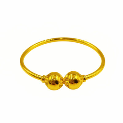 916 Gold Plain Ball Baby Bangle