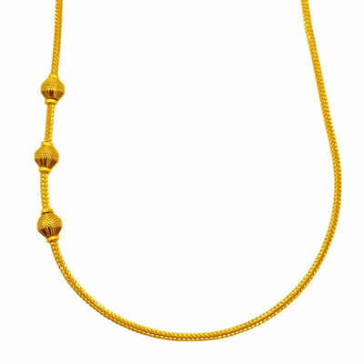 916 Gold Thali Chain With Mugappu ( 3 Golden Ball ) - 3 Pounds