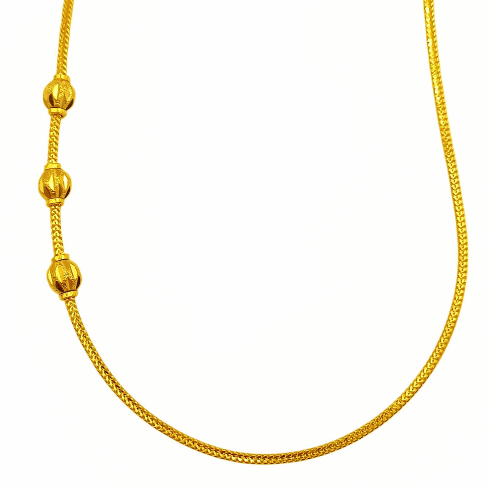 916 Gold Thali Chain With Mugappu ( 3 Golden Ball ) - 3 Pounds