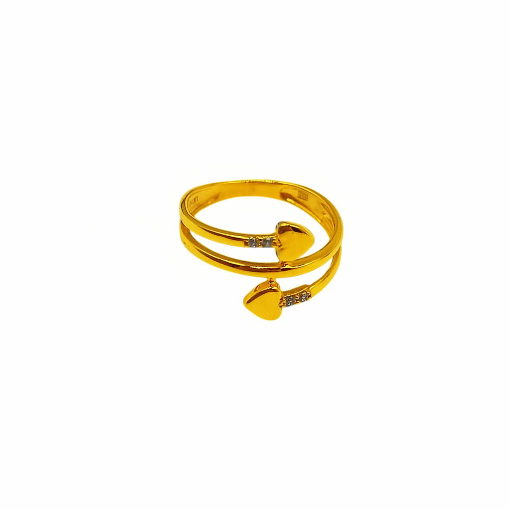 916 Gold Duo Heart Zirconia Ring