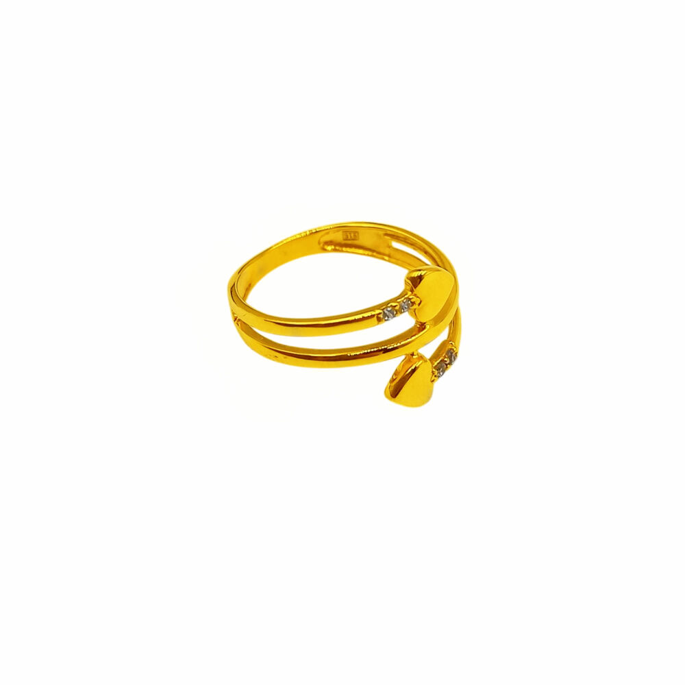 916 Gold Duo Heart Zirconia Ring - Image 2