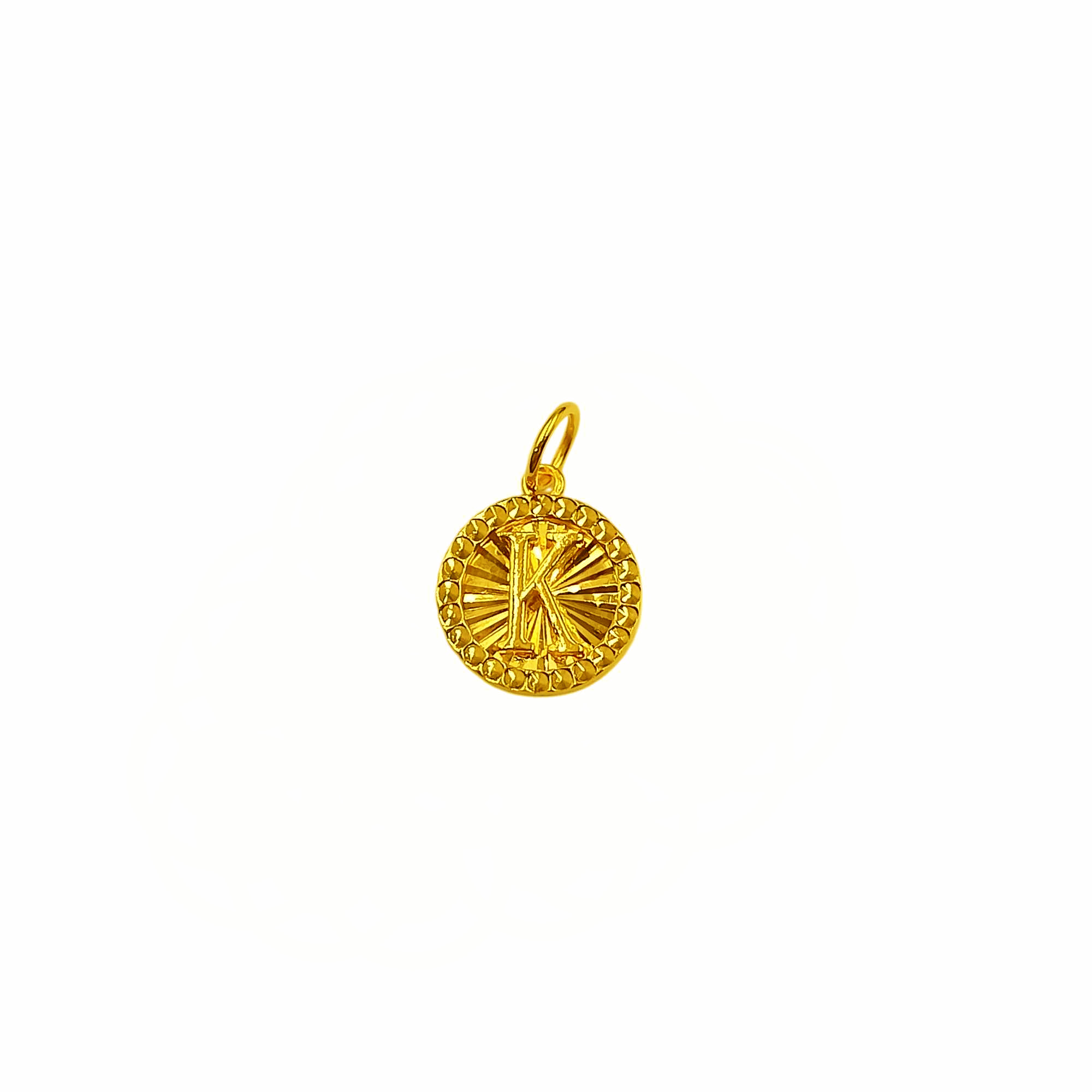 916 Gold Round Shape Intial Letter Pendant - Image 5