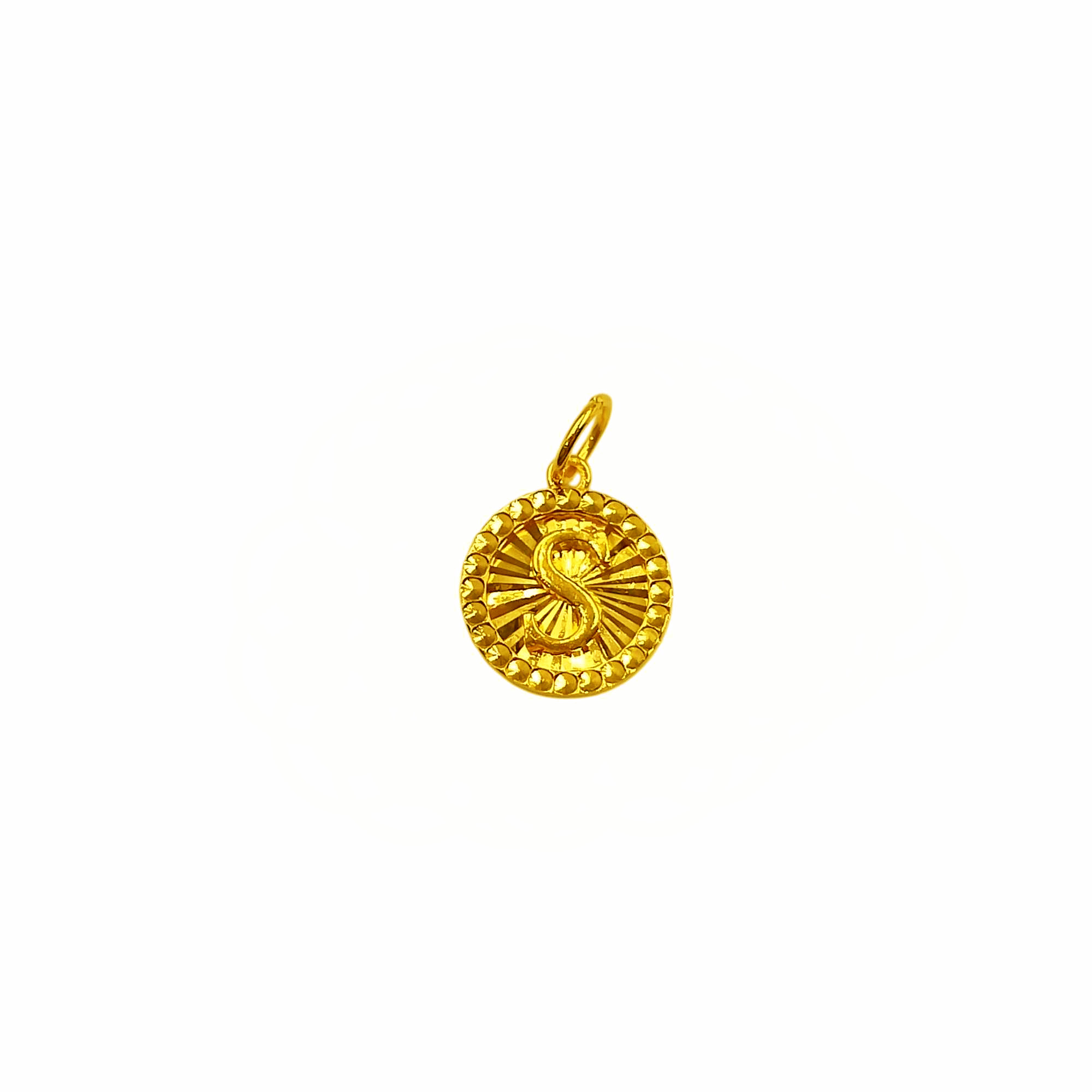 916 Gold Round Shape Intial Letter Pendant - Image 10