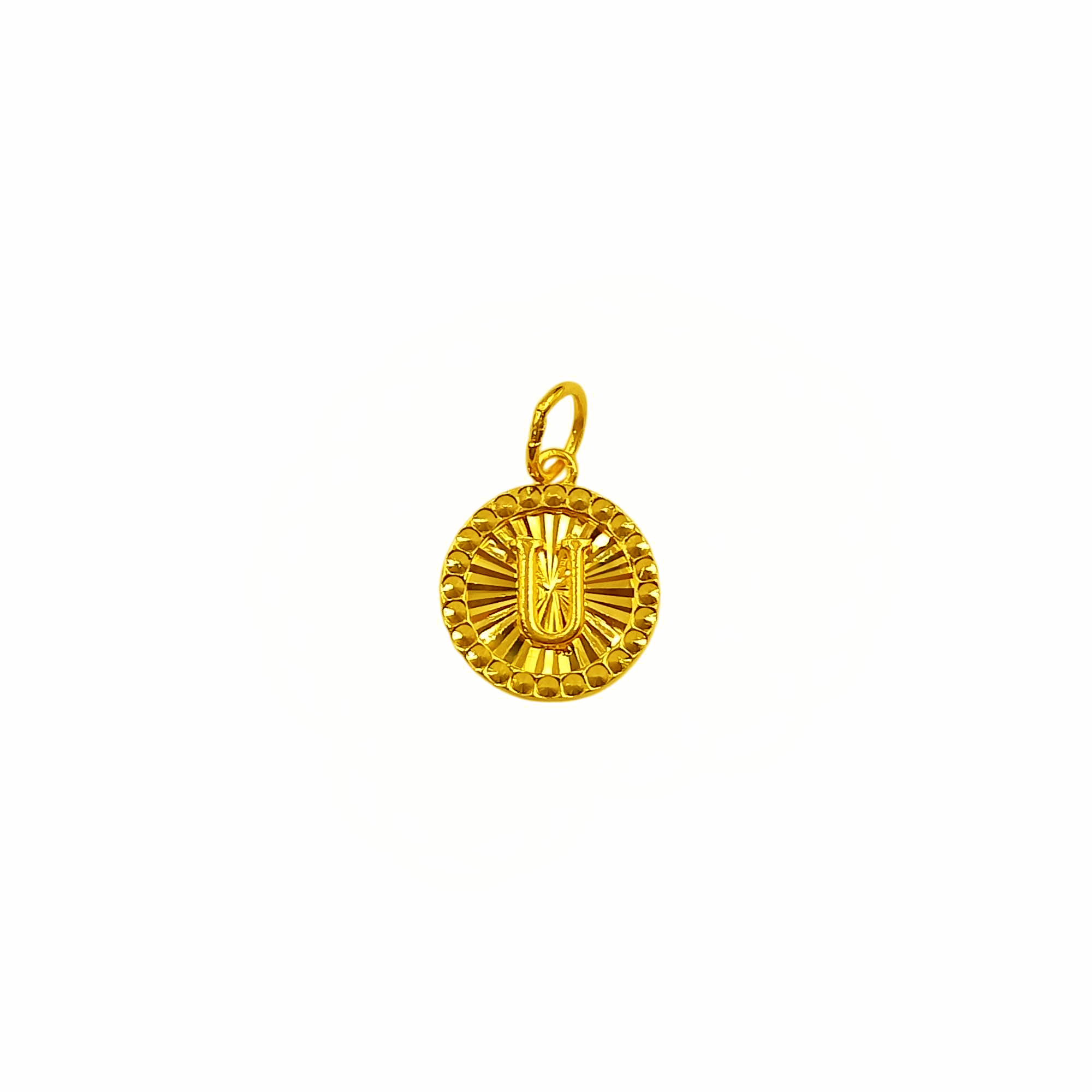916 Gold Round Shape Intial Letter Pendant - Image 12