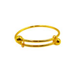 916 Gold Plain Ball Baby Bangle ( Adjustable )