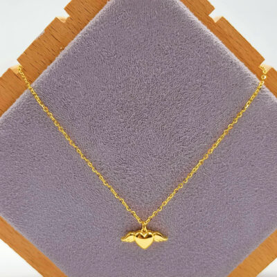 916 Gold Heart Wings Polo Necklace ( Light Weight )