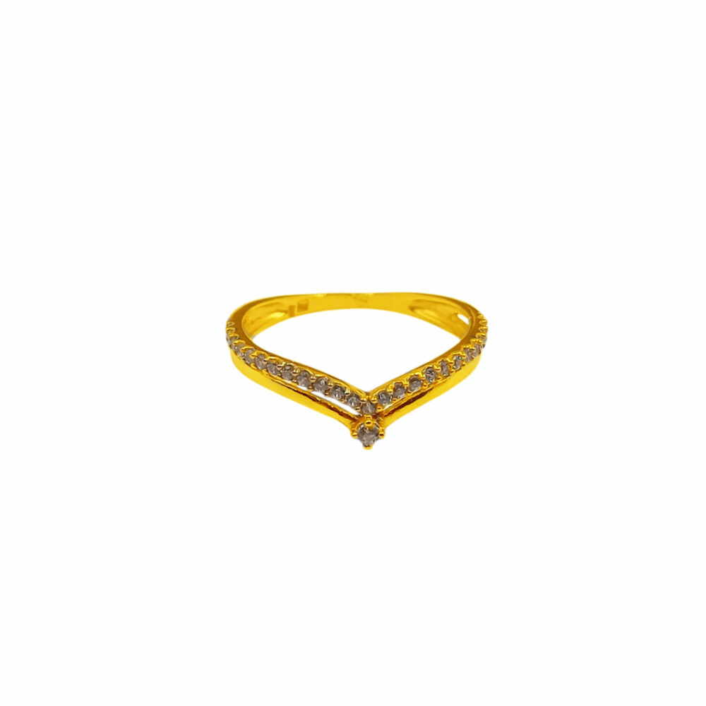 916 Gold V Zirconia Ring