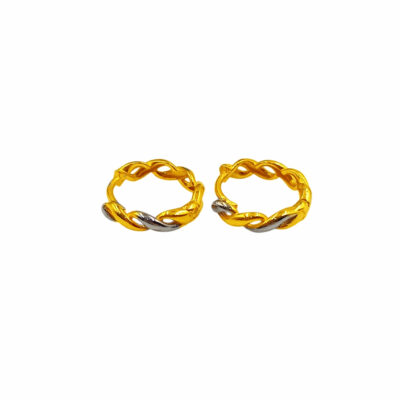 916 Gold Two Tone Twisted Italy Clip Earrings