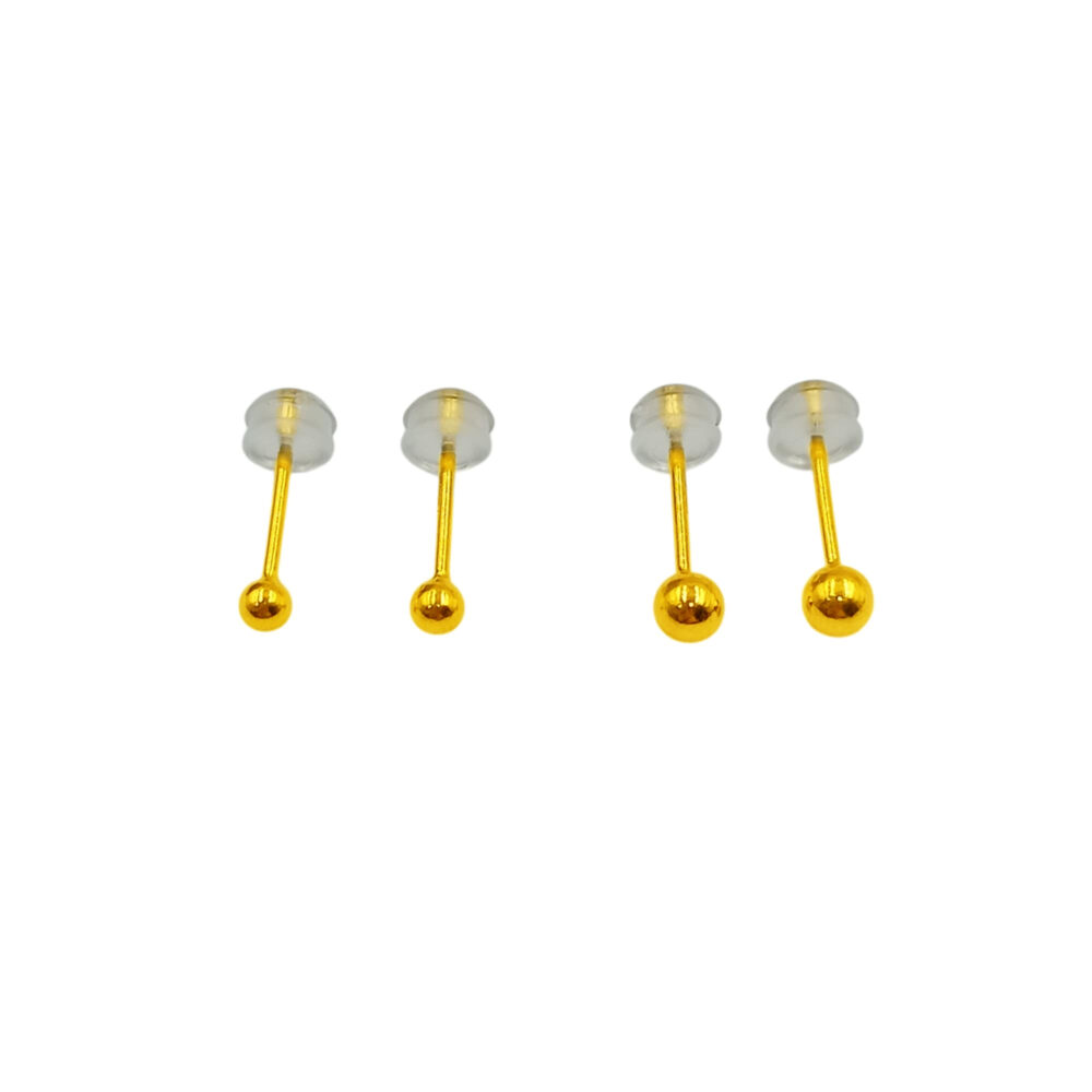999 Pure Gold Plain Ball Stud Earrings ( 3mm | 4mm )