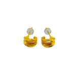 999 Pure Gold Chunky Multilayer Stud Earrings