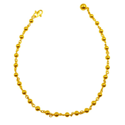 916 Gold Plain Ball Anklet (4mm)