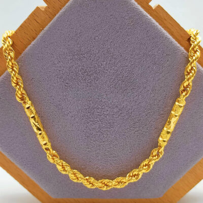 916 Gold Hollow Barrel Rope Chain (4mm)