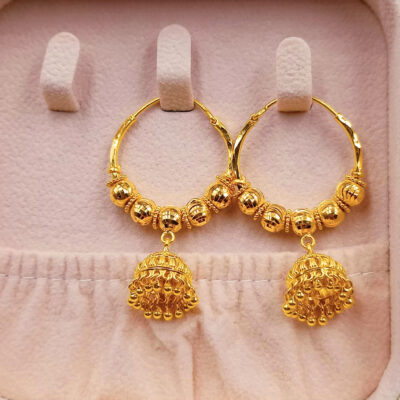 916 Gold Jimiki Ball Hoop Earrings