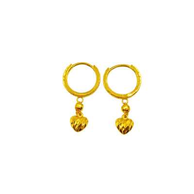 916 Gold Dangling Heart Clip Earrings