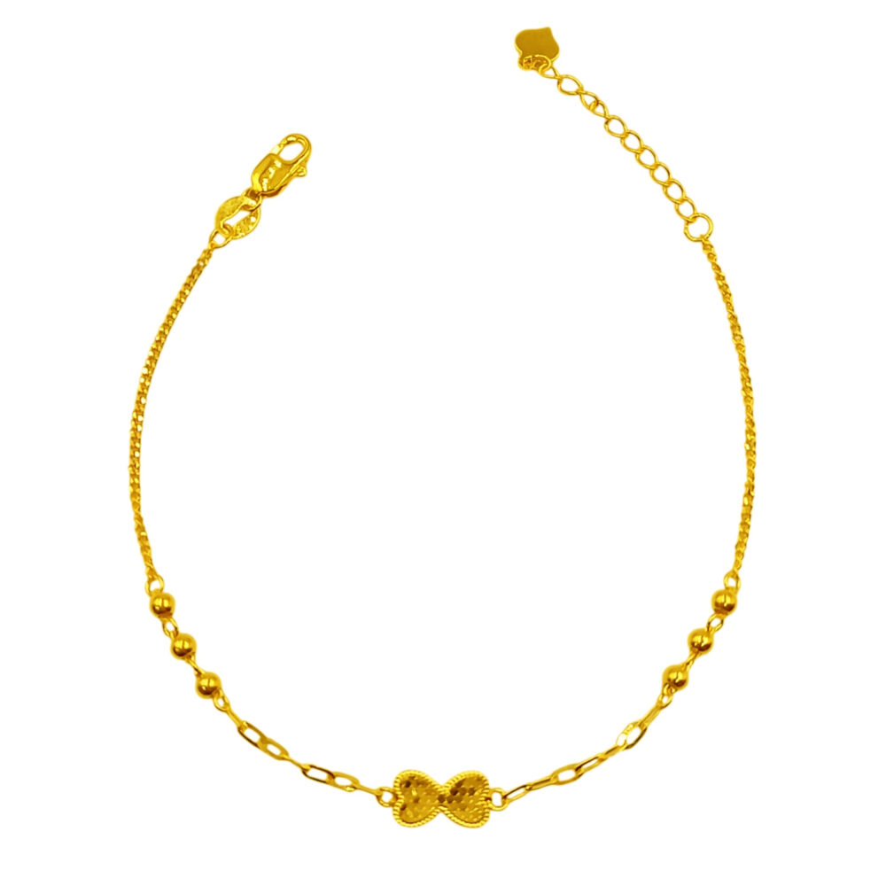 916 Gold Ribbon Tie Honeycomb with Ball Bracelet