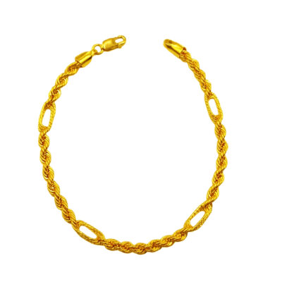 916 Gold Hollow Rope Casting Clip Bracelet