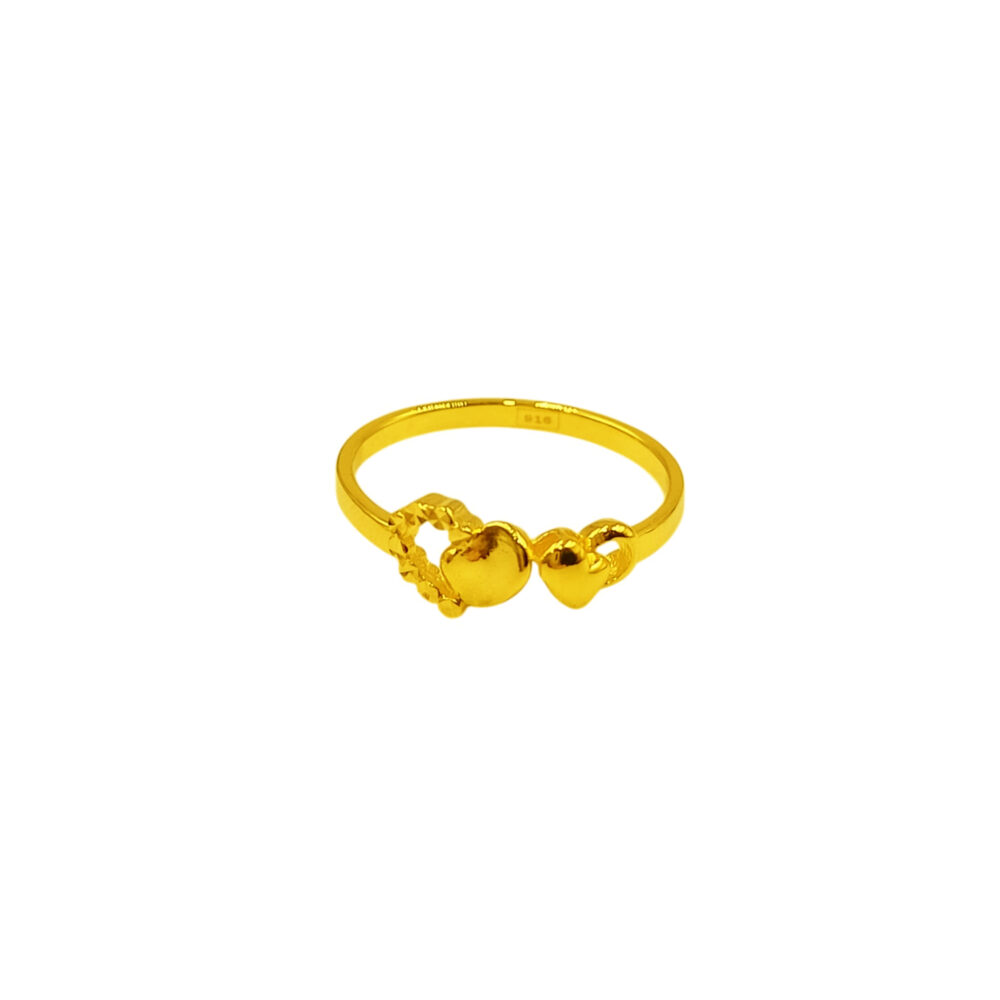 916 Gold Double Heart Ring