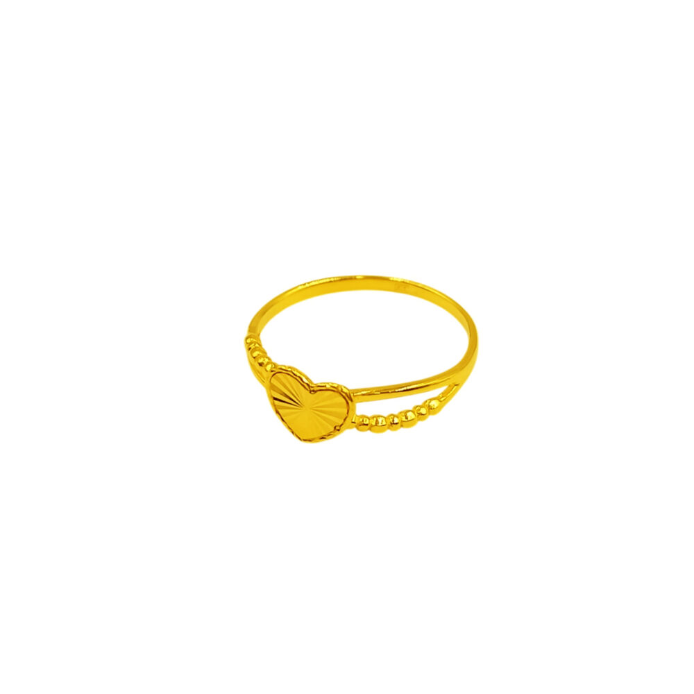 916 Gold Heart Bead Ring - Image 3