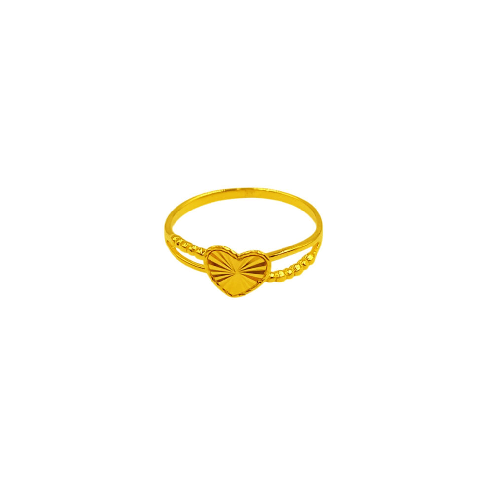 916 Gold Heart Bead Ring - Image 2
