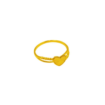 916 Gold Heart Bead Ring