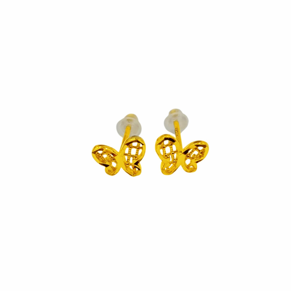 999 Pure Gold Butterfly Stud Earrings